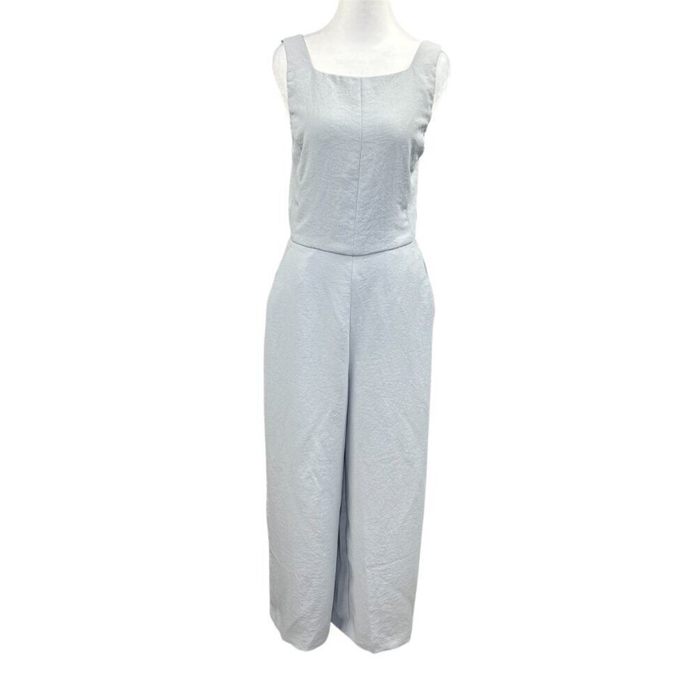 Aritzia Wilfred Ecoulement Cropped Wide Leg Textured Jumpsuit Tie Back Size 8